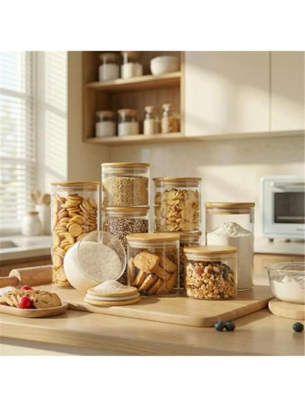 17oz - 4 Pack Glass Jars with Bamboo Lids, Glass Food Storage Containers